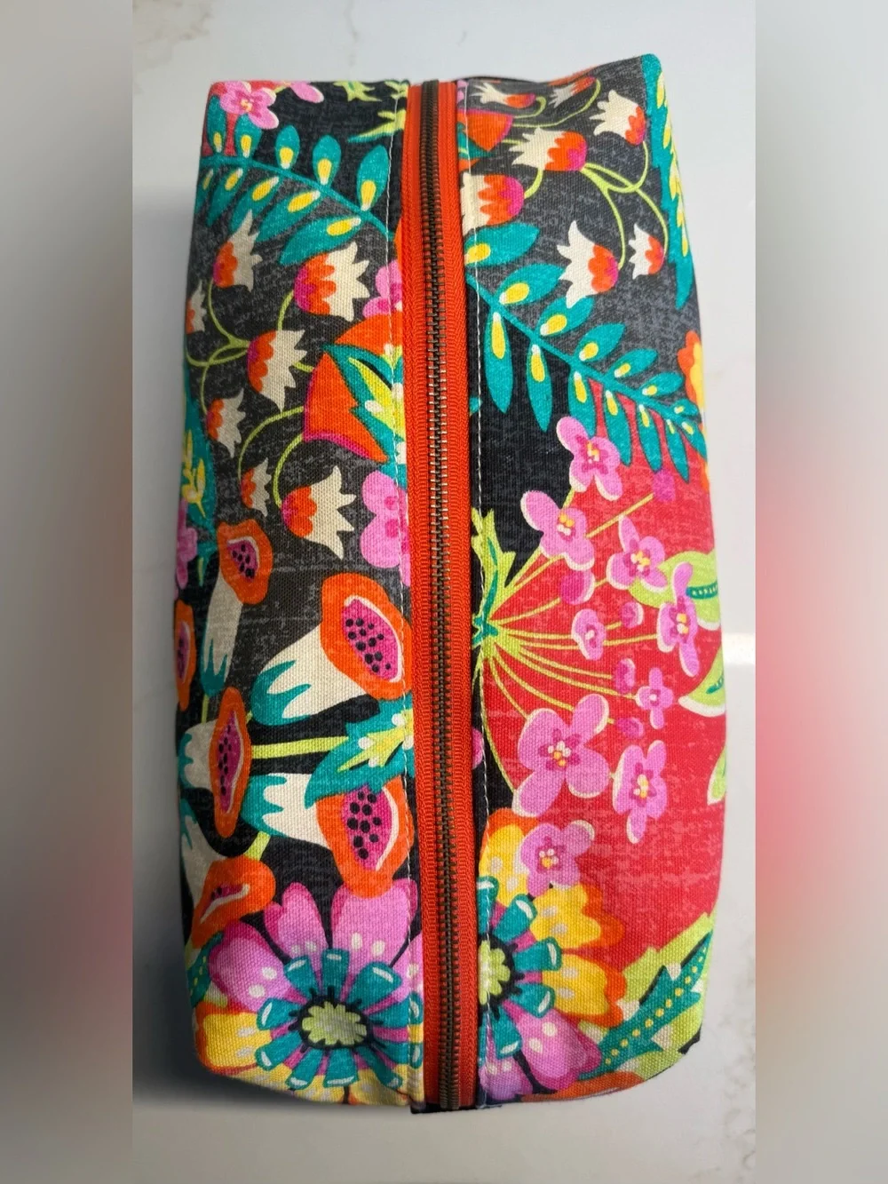 Rebekah Scott Designs Retired Terra Cube Floral Travel Cosmetic Makeup Bag